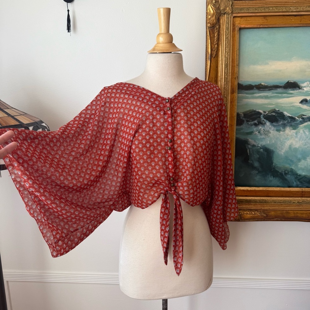 Dolce Vita Red Button-Down Blouse